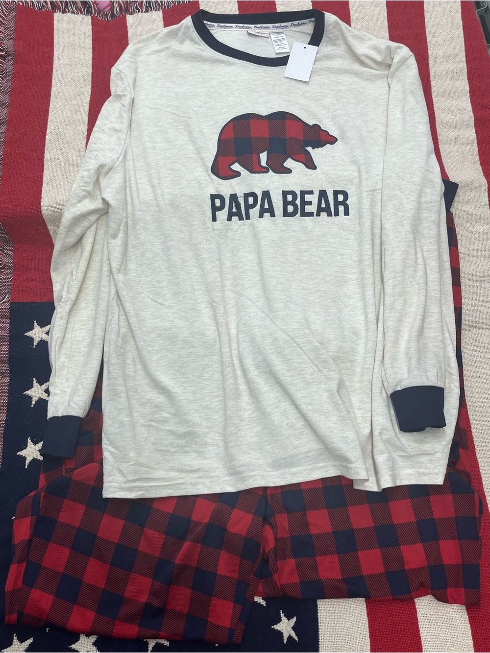 dearfoams Red and Black Buffalo Plaid Papa Bear Pajama Set Mens Size 2X NWT